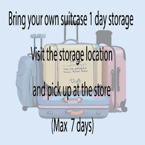 Apporter votre valise 1 jour de stockage Visitez le lieu de stockage et récupérez au magasin (max. 7 jours)